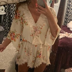 Lace floral romper